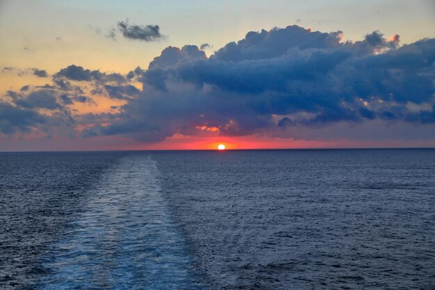 Scenic view of sea against sky during sunset