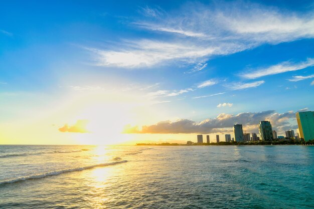 Scenic view of sea against sky during sunset