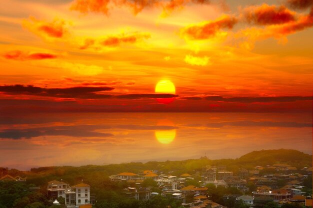 Scenic view of sea against sky during sunset