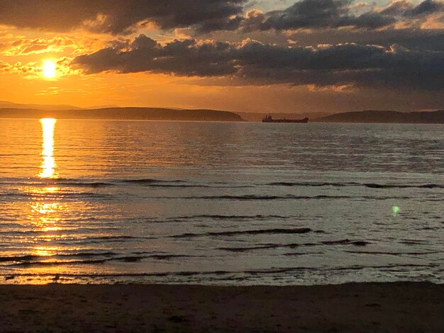 Scenic view of sea against sky during sunset