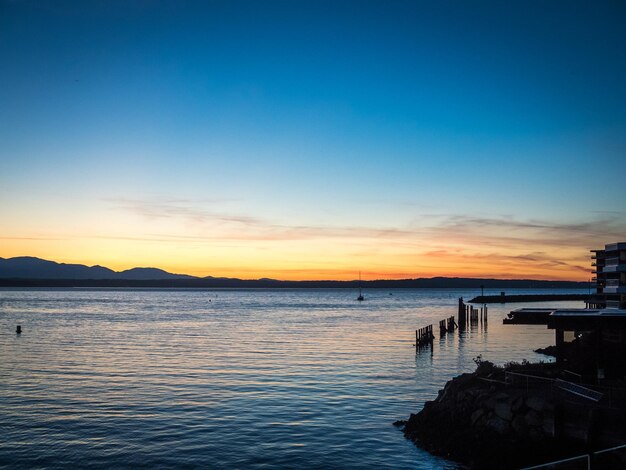 Scenic view of sea against sky during sunset