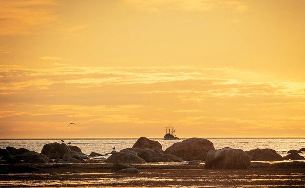 Scenic view of sea against sky during sunset