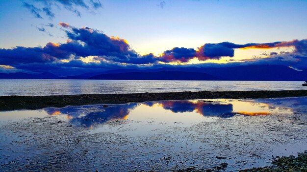 Scenic view of sea against sky during sunset