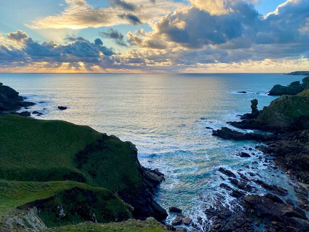 Scenic view of sea against sky during sunset