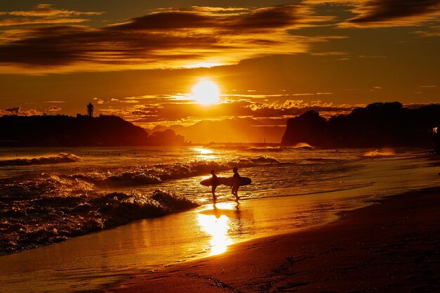 Scenic view of sea against sky during sunset