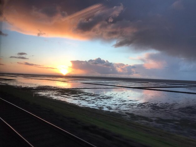 Scenic view of sea against sky during sunset