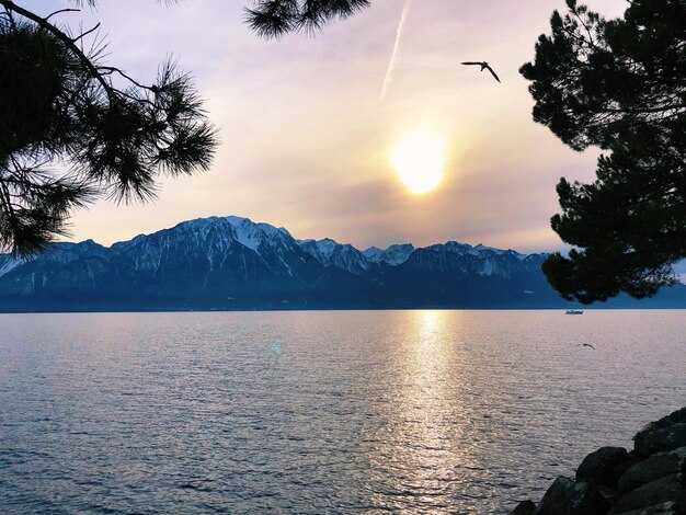 Scenic view of sea against sky during sunset