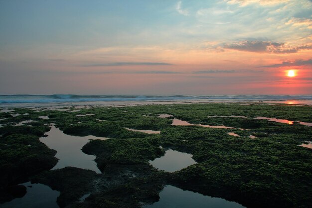 Foto vista panoramica del mare contro il cielo durante il tramonto