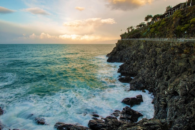 Scenic view of sea against sky during sunset