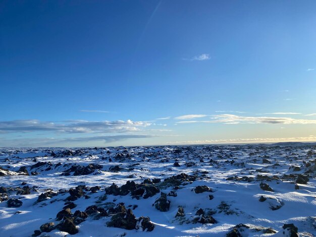 Scenic view of sea against sky during winter