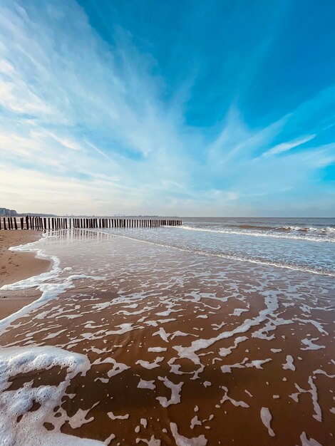 Scenic view of sea against sky during winter