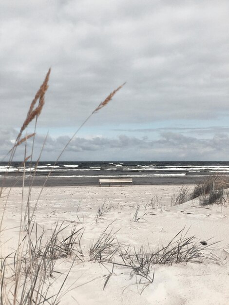 Scenic view of sea against sky during winter