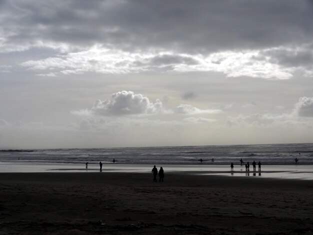 Scenic view of sea against sky at dusk