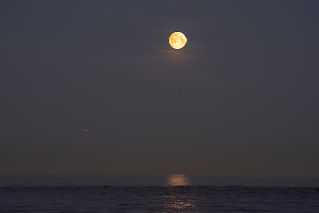 Photo scenic view of sea against sky at night