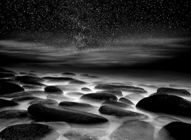 Photo scenic view of sea against sky at night