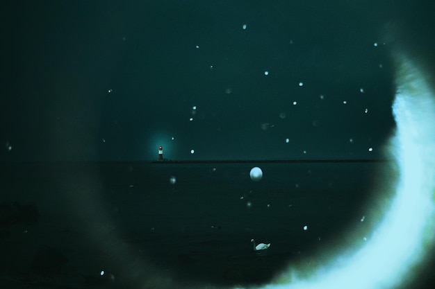 scenic view of sea against sky at night