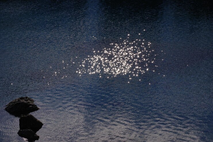 Photo 夜空の背景にある海の景色