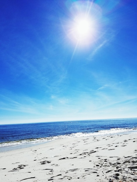 Scenic view of sea against sky on sunny day