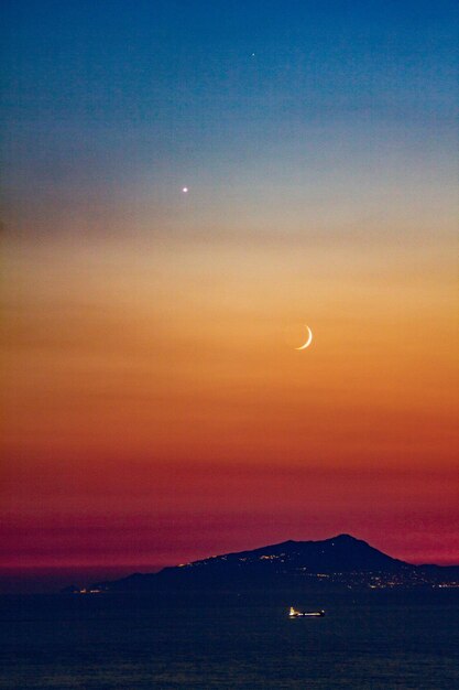 Scenic view of sea against sky at sunset