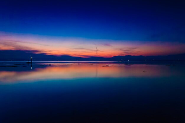 Scenic view of sea against sky at sunset