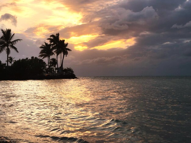 Scenic view of sea against sky at sunset