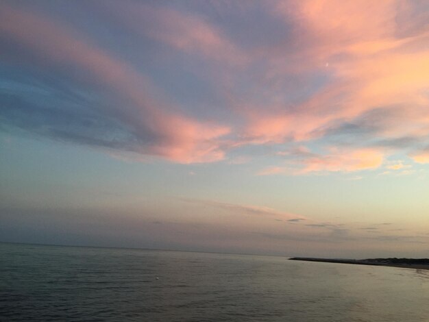 Scenic view of sea against sky at sunset