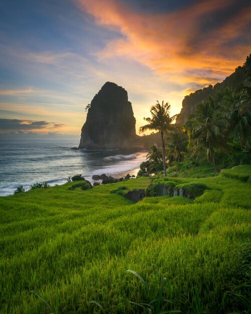 Scenic view of sea against sky during sunset