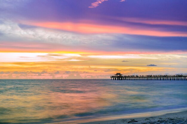 Scenic view of sea against sky at sunset