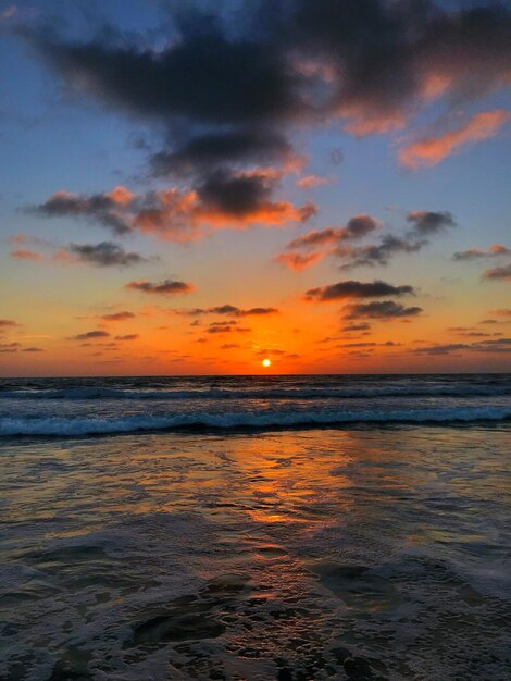 Scenic view of sea against sky at sunset