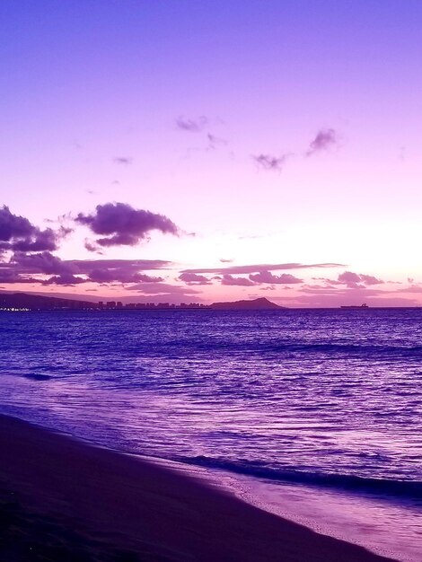 Scenic view of sea against sky at sunset