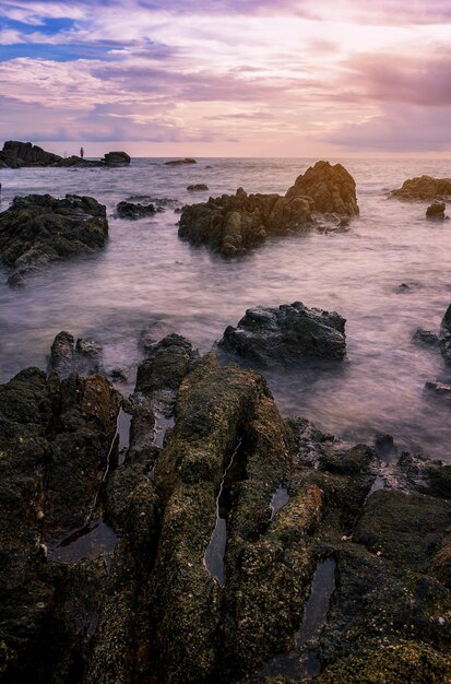 Scenic view of sea against sky at sunset