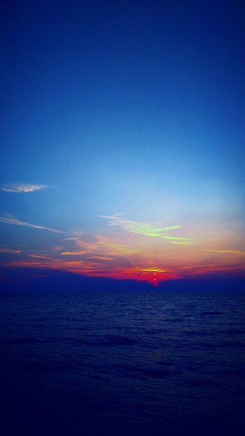 Scenic view of sea against sky at sunset