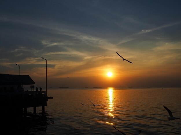 夕暮れ の 時 の 空 に 対し て の 海 の 景色