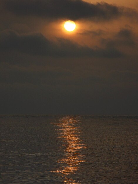 Scenic view of sea against sky at sunset