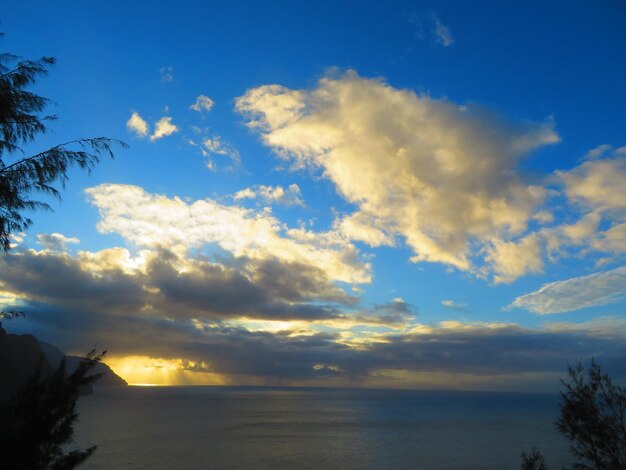 Scenic view of sea against sky at sunset