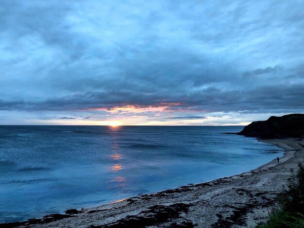 Scenic view of sea against sky at sunset