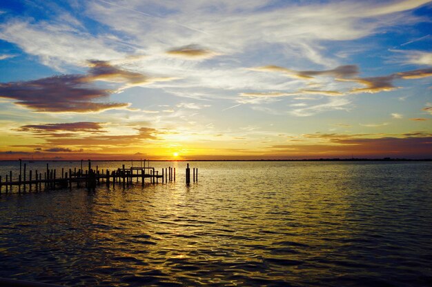 Scenic view of sea against sky at sunset