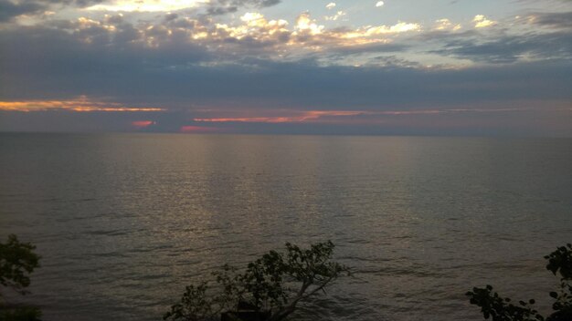 Scenic view of sea against sky at sunset