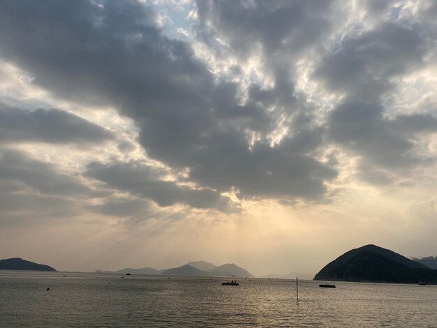 Scenic view of sea against sky at sunset