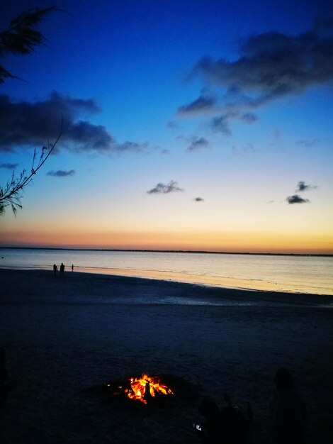 Scenic view of sea against sky at sunset