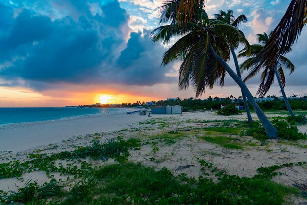 Scenic view of sea against sky at sunset