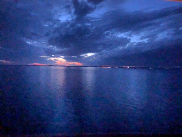 Scenic view of sea against sky at sunset