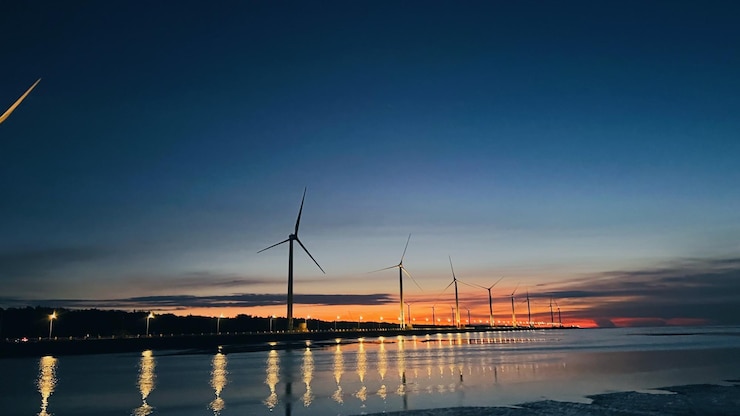 Photo 夕陽時海與天空的風景