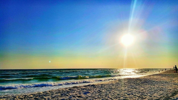 Scenic view of sea against sky at sunset