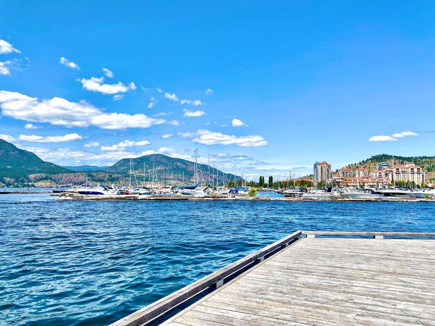 Scenic view of sea by city against sky