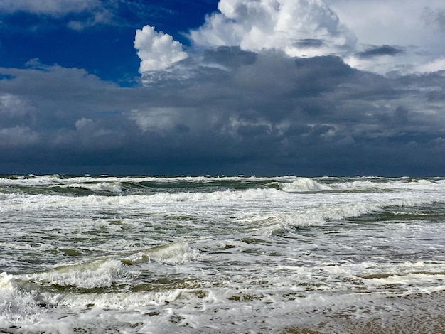 Scenic view of sea and cloudy sky