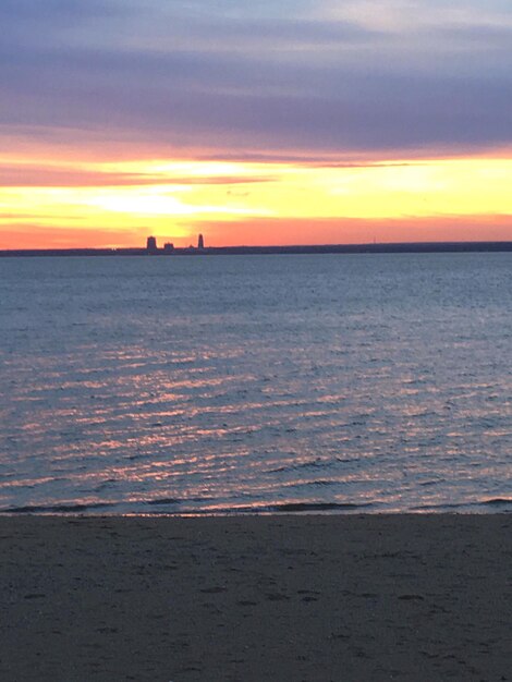 Scenic view of sea during sunset