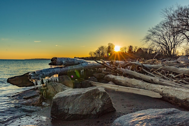 Scenic view of sea during sunset