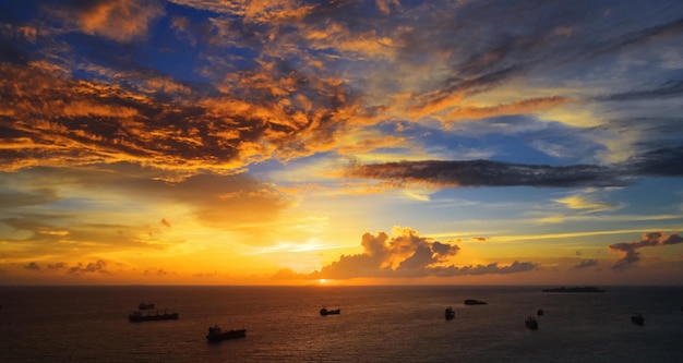 Scenic view of Sea scape with sunset sky