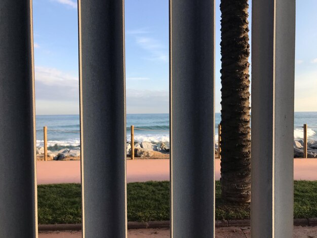 Scenic view of sea seen through window